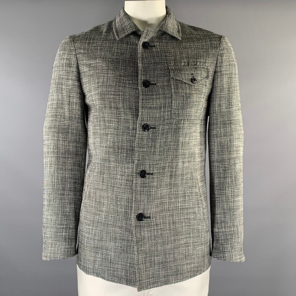 KLEIN EPSTEIN & PARKER Chest Size L Black White & Black Heather Wool Blend Coat
